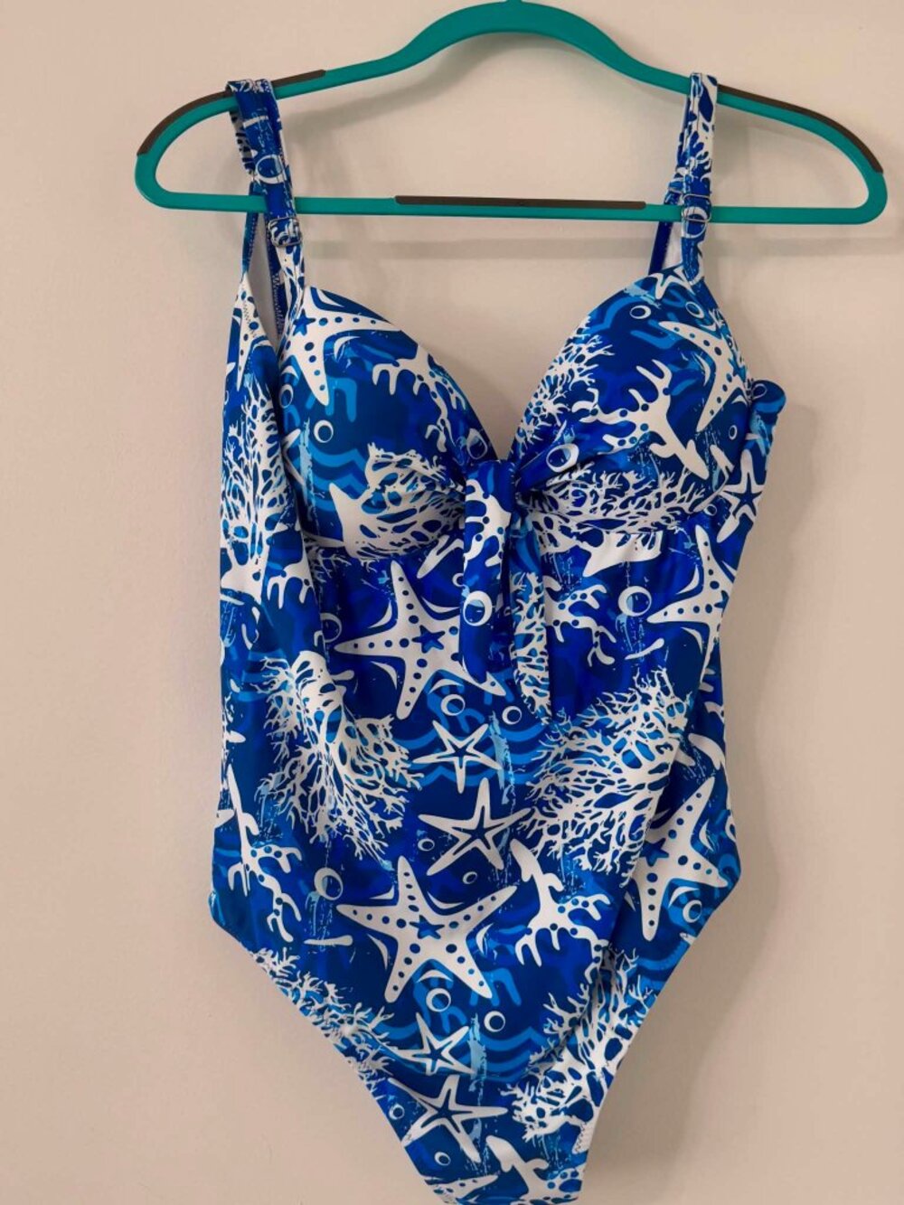 Magic Mare Italy Blue & White Coral Print One-Piece Swimsuit Size US 12 / IT 48